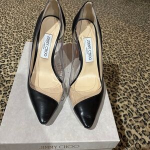 Black leather stiletto